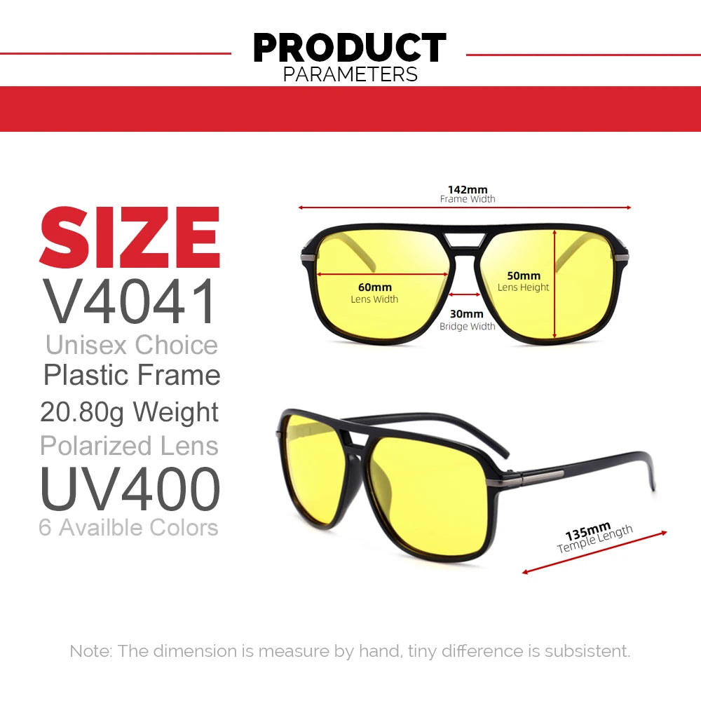 Men Polarized Day and Night Vision Glasses Retro Color Changing Square Oversized Yellow Goggles Women Fashion Driving Shades