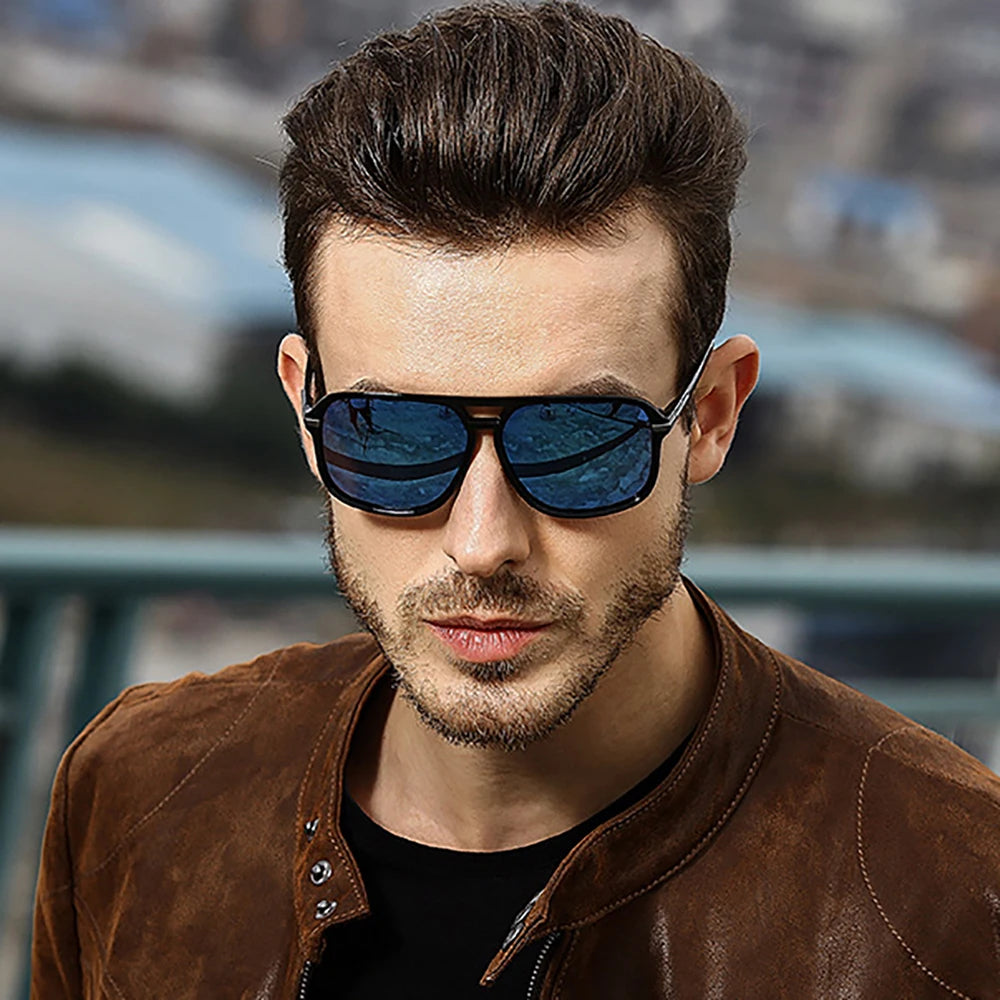 Men Polarized Day and Night Vision Glasses Retro Color Changing Square Oversized Yellow Goggles Women Fashion Driving Shades