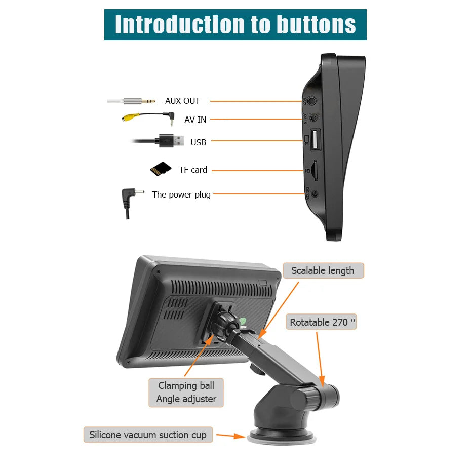 7 inch Car Radio Multimedia Video Player Wireless Carplay And Wireless Android Auto Portable GPS Navi Universal Touch Screen