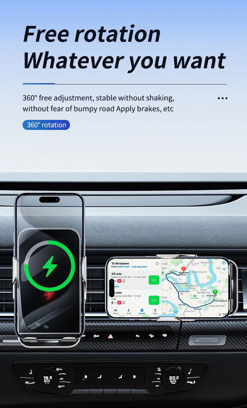 New Wireless Car Phone Holder with Charger 15W Wireless Phone Charging Mobile Holder for Car for iPhone Huawei Samsung Xiaomi
